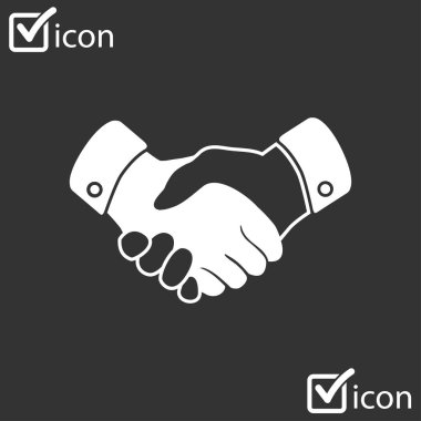 El sıkışma işareti simgesi. Başarılı iş sembolü. Düz tasarım stili.