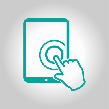 Değmek perde tablet Pc işareti simgesi. El işaretçi simgesi. 