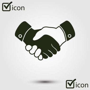 El sıkışma işareti simgesi. Başarılı iş sembolü. Düz tasarım stili.