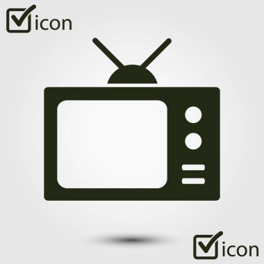 TV simgesi. Düz tasarım stili. Simge kitle iletişim araçları.  