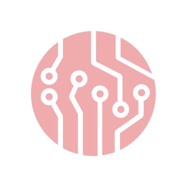 Devre kartı simgesi. Teknoloji düzeni kare simgesi. Düz tasarım stili.