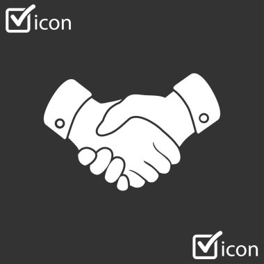 El sıkışma işareti simgesi. Başarılı iş sembolü. Düz tasarım stili.