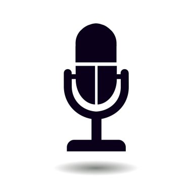 Mikrofon simgesi. Sözcü sembolü. Canlı müzik işareti. Düz tasarım tarzı. Vektör EPS 10.