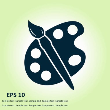 Boya fırça paleti simgesi ile. Düz tasarım stili.