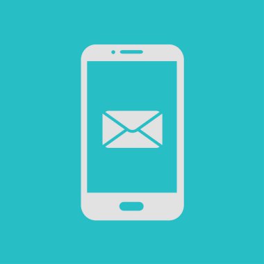 Akıllı telefon e- postası veya SMS simgesi. Mobil posta imzası simgesi.