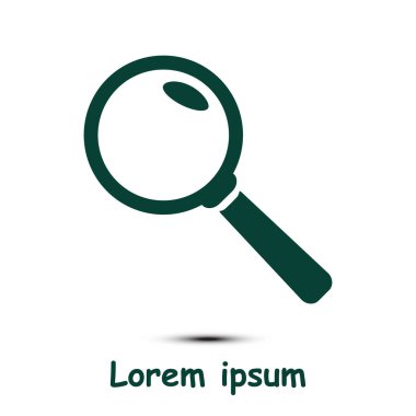 Büyüteç simgesi. Arama düğmesi. Büyüteç Camı. Düz tasarım stili. 