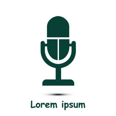 Mikrofon simgesi. Sözcü sembolü. Canlı müzik işareti. Düz tasarım tarzı. Vektör EPS 10.