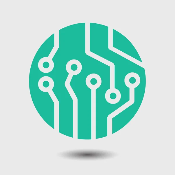 Icône Circuit Imprimé Schéma Technologique Symbole Carré Style Design Plat — Image vectorielle
