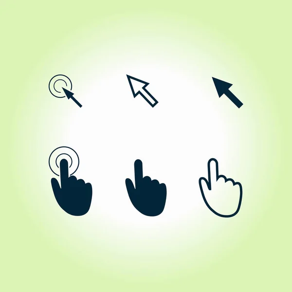 Iconos Puntero Cursor Ratón Mano Flecha Haga Clic Presionar Tocar — Vector de stock