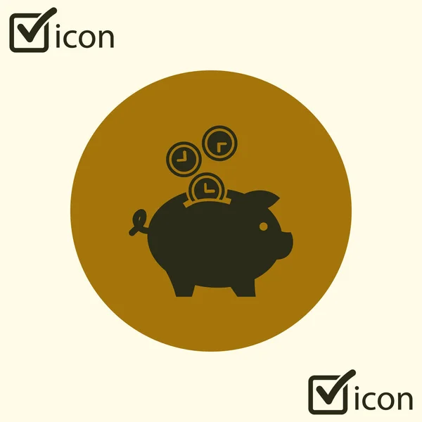 Tiempo Icono Hucha Dinero Estilo Diseño Plano — Vector de stock