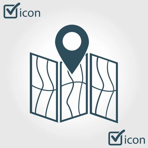 Map Icon Location Symbol Flat Design Style — Stock Vector