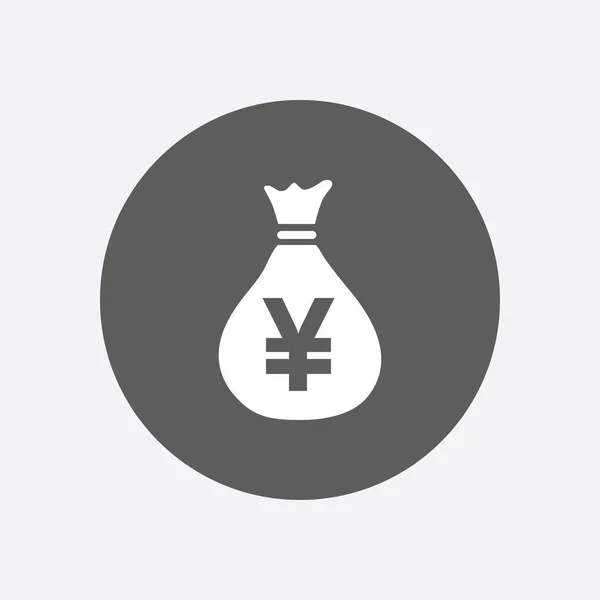 Icono Bolsa Dinero Yen Jpy Símbolo Burbuja Discurso Moneda Estilo — Archivo Imágenes Vectoriales