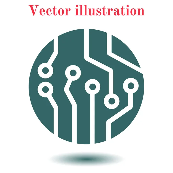 Icono Placa Circuito Esquema Tecnología Símbolo Cuadrado Estilo Diseño Plano — Vector de stock