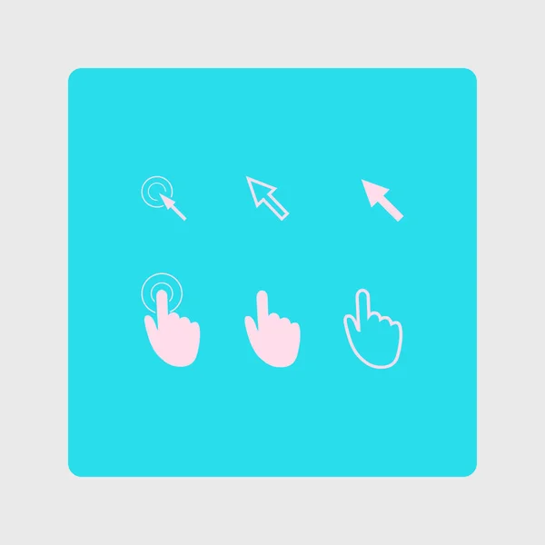 Iconos Puntero Cursor Ratón Mano Flecha Haga Clic Presionar Tocar — Vector de stock