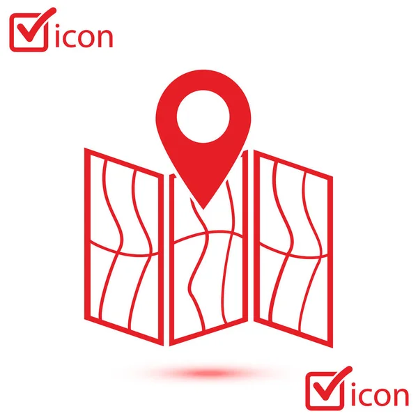 Kaartpictogram Locatie Symbool Platte Ontwerpstijl — Stockvector