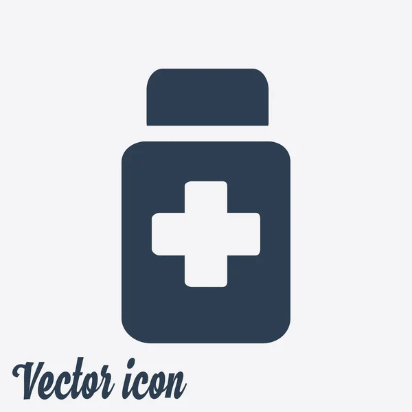 Icono Signo Drogas Empaque Con Pastillas Estilo Diseño Plano Vector — Vector de stock