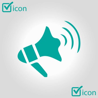 Yakında simge megafon. Hoparlör simgesi. Haberler ve acil reklamlar.