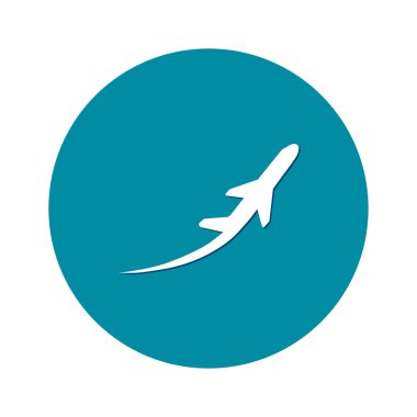 Uçak uçuş biletleri hava sinek seyahat kalkış siluet öğesi. Uçak sembolü. Seyahat etmek simge. Düz tasarım. EPS 10.