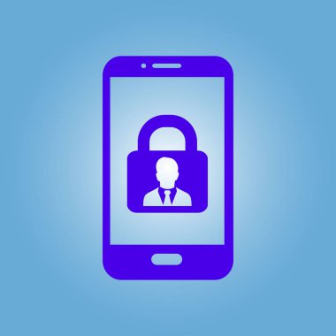 Internet güvenlik kavramı simgesi, kimlik ve koruma sembol telefon ekranında, vektör çizim 