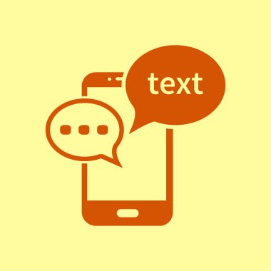 Mobil sohbet simgesi. Cep telefonu Web sohbet ve iletişim temsil eden.