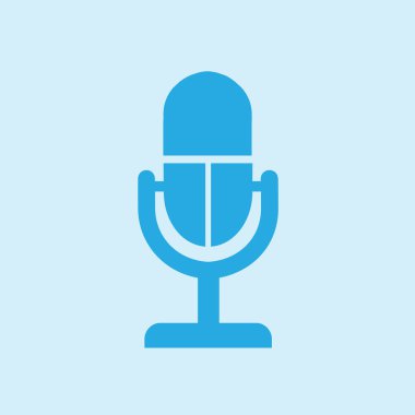 Mikrofon simgesi. Sözcü sembolü. Canlı müzik işareti. Düz tasarım tarzı. Vektör EPS 10.