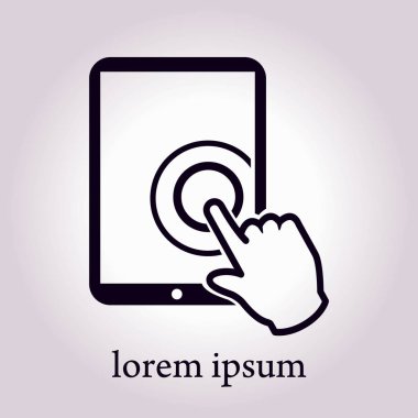 Değmek perde tablet Pc işareti simgesi. El işaretçi simgesi. 