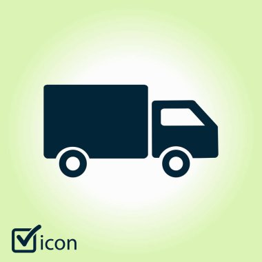 Teslimat kamyonu işareti simgesi. Kargo van sembolü. Sevk irsaliyelerini ve ücretsiz teslim. Düz stil. Vektör Eps 10.