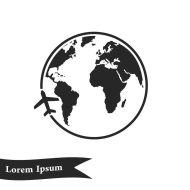 Uçak ikonu yolculuğu. Dünyayı dolaş..