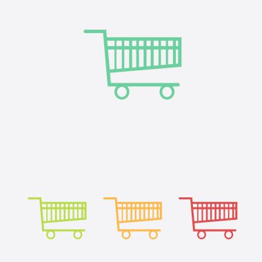 Grafik alışveriş düz simgesi. Bir ürünü Sepete Ekle.