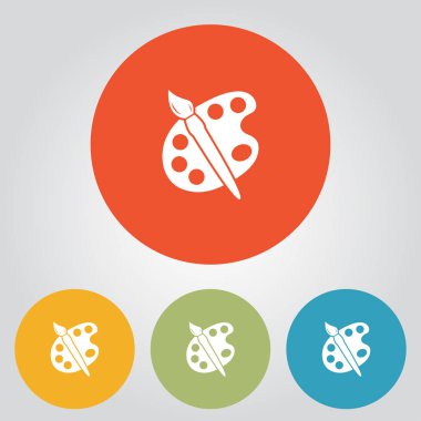 Boya fırça paleti simgesi ile. Düz tasarım stili.