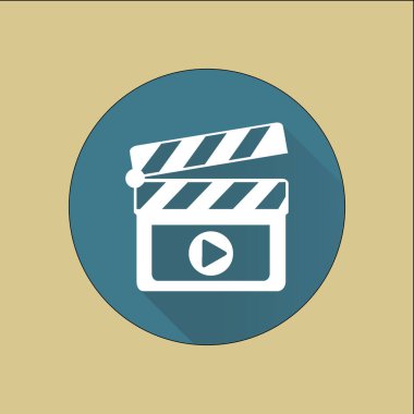 Film yapımcısı clapper kurulu simgesi. Düz tasarım stili.