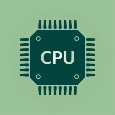 Devre kartı simgesi. Teknoloji düzeni kare simgesi. Düz tasarım stili.