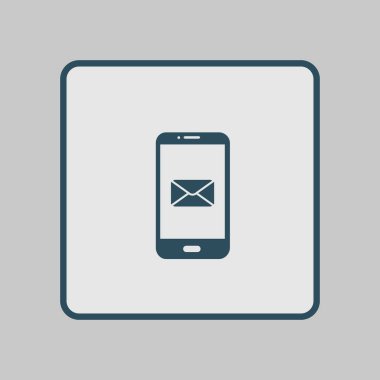 Akıllı telefon e- postası veya SMS simgesi. Mobil posta imzası simgesi.