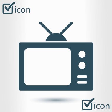 TV simgesi. Düz tasarım stili. Simge kitle iletişim araçları.  