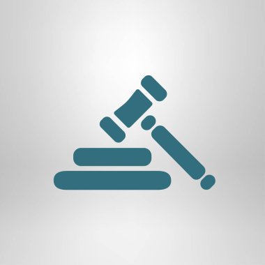 Açık artırma çekiç sembolü. Hukuk hakimi tokmak simgesi. Düz tasarım stili.