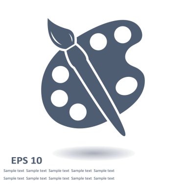 Boya fırça paleti simgesi ile. Düz tasarım stili.