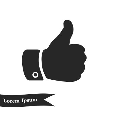 Simge gibi. El parmak tabela. Sembol başparmak. Düz tasarım stili. 