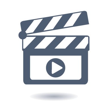 Film yapımcısı clapper kurulu simgesi. Düz tasarım stili.