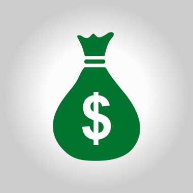 Para çantası ikonu. Dolar dolar para birimi sembolü. Düz tasarım tarzı. EPS 10.