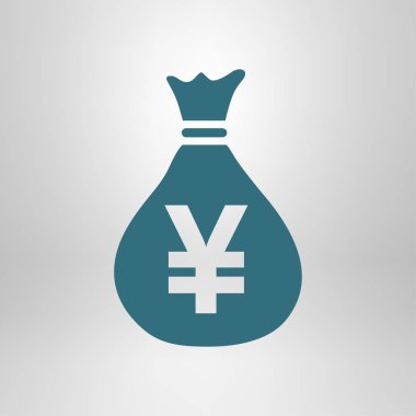 Para çantası simgesi. Yen Jpy para birimi konuşma balonu simgesini. Düz tasarım stili. EPS 10.