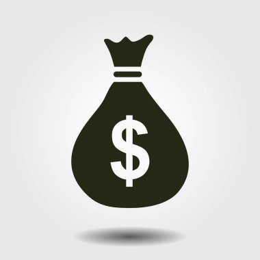 Para çantası ikonu. Dolar dolar para birimi sembolü. Düz tasarım tarzı. EPS 10.