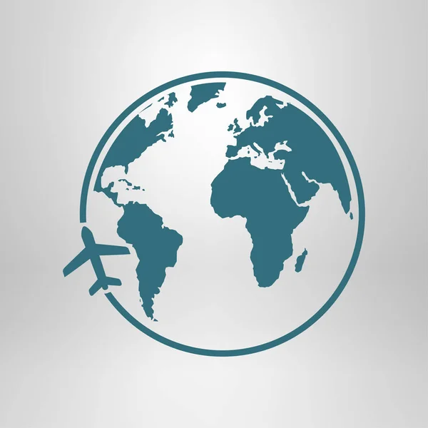 Icono Del Avión Viaje Viaje Alrededor Del Mundo — Vector de stock