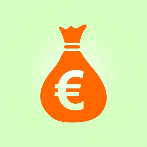 Pénzeszsák Ikon Euro Eur Valuta Szimbólum Lapos Design Stílus Eps — Stock Vector