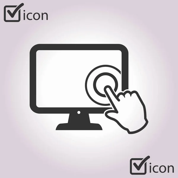 Monitor Tela Sensível Toque Icon Hand Símbolo Ponteiro — Vetor de Stock