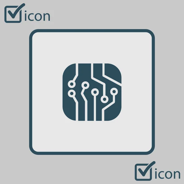 Icône Circuit Imprimé Schéma Technologique Symbole Carré Style Design Plat — Image vectorielle