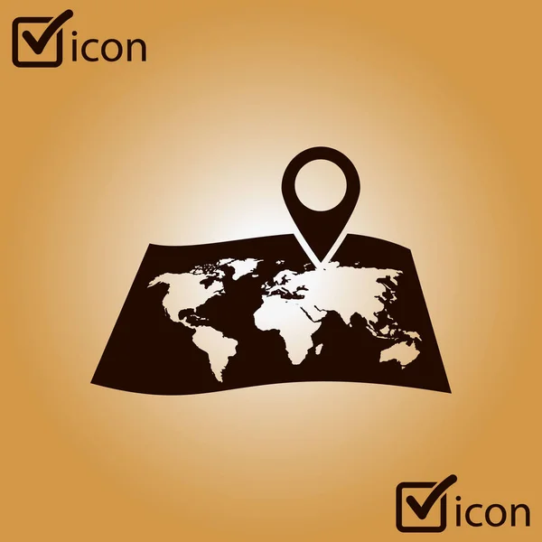Karte Mit Einem Pin Symbol Navigationssymbol Karte — Stockvektor