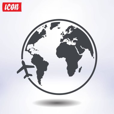 Uçak ikonu yolculuğu. Dünyayı dolaş..