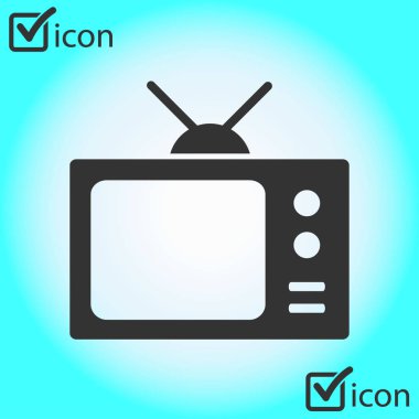 TV simgesi. Düz tasarım stili. Vektör Eps 10. 