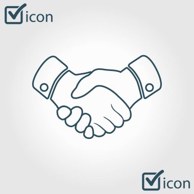 El sıkışma işareti simgesi. Başarılı iş sembolü. Düz tasarım stili.