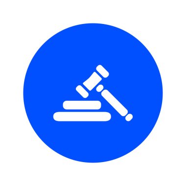 Açık artırma çekiç sembolü. Hukuk hakimi tokmak simgesi. Düz tasarım stili.